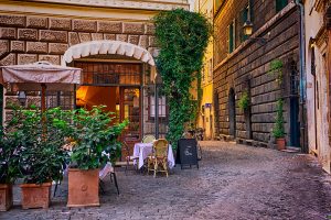 View of old cozy street in Rome, Italy